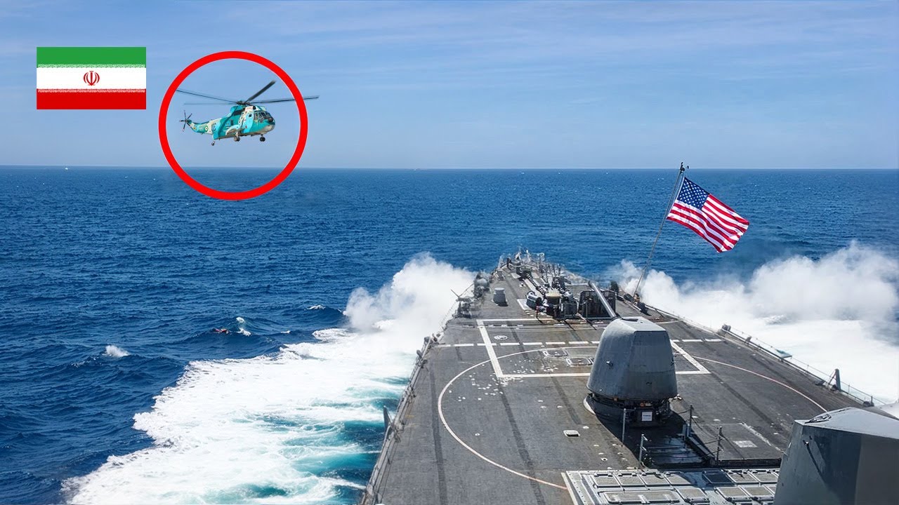 Iranian Helicopter Flies TOO CLOSE to US Navy Destroyer – BIG MISTAKE
