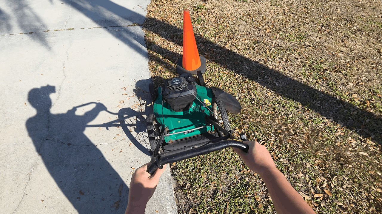 Mowing with commercial WeedeaterVIP Mower 2, with crazy leaves
