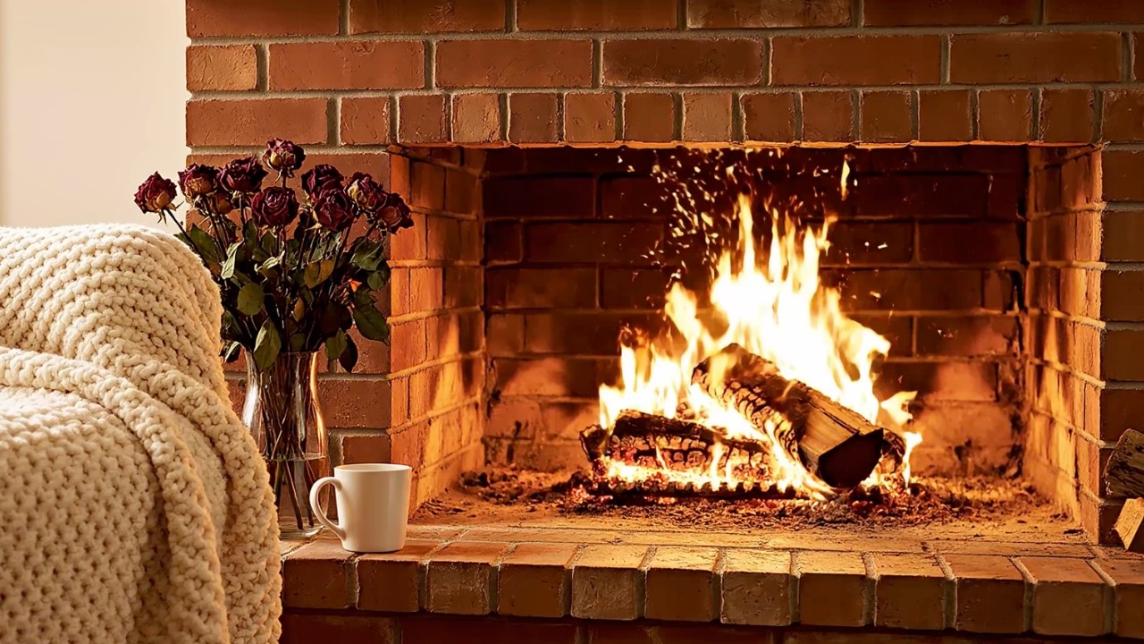 Cozy Fireplace with Roses - 8 Hours 🔥🌹 Sleep & Relax