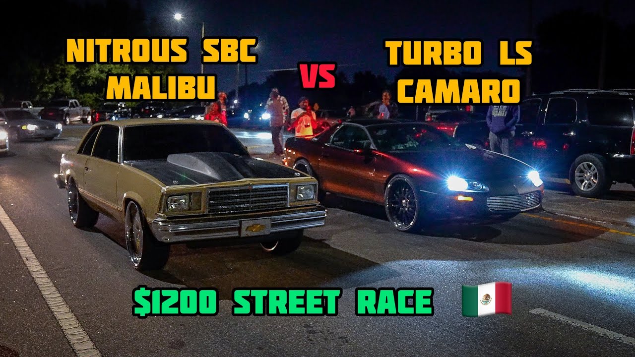 NITROUS SBC MALIBU VS TURBO LS CAMARO | STREET RACE | BIG RIM RACING
