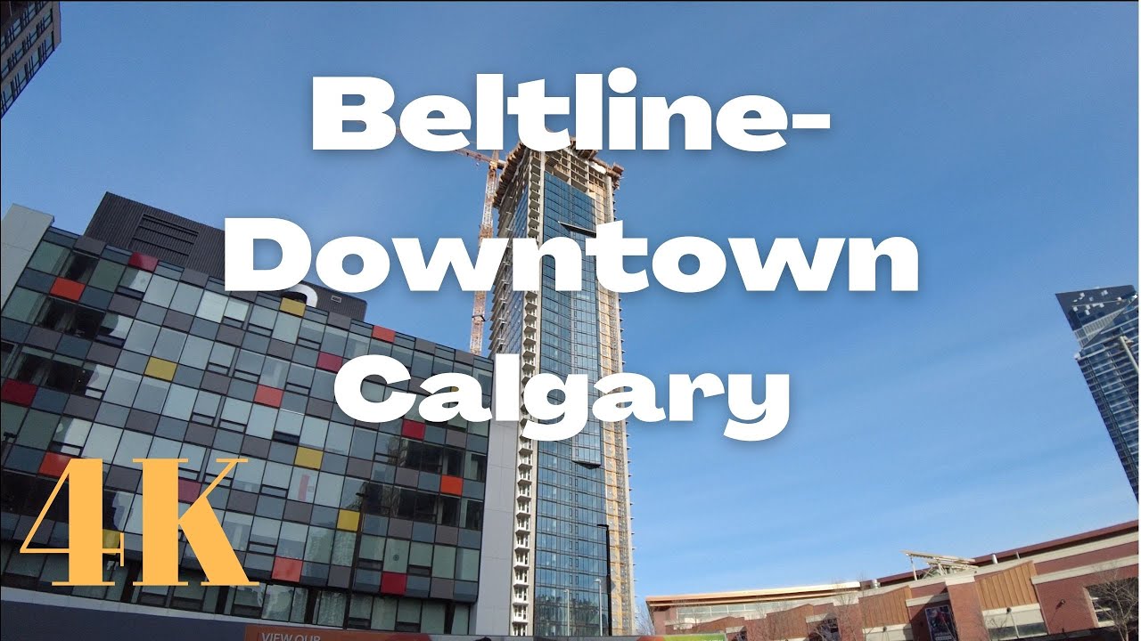4K walking around in Beltline in Calgary, Canada.