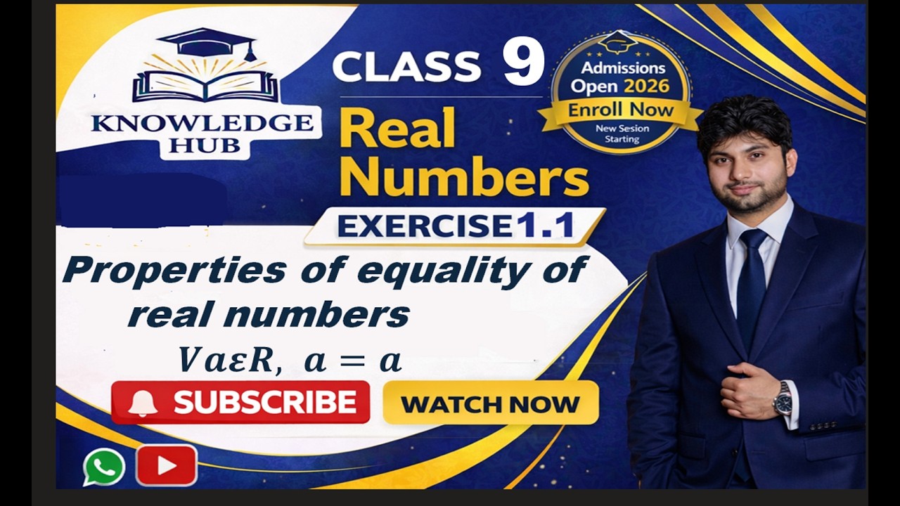 Exercise 1.1 Properties of equality of real numbers 9th class math smart syllabus 2026