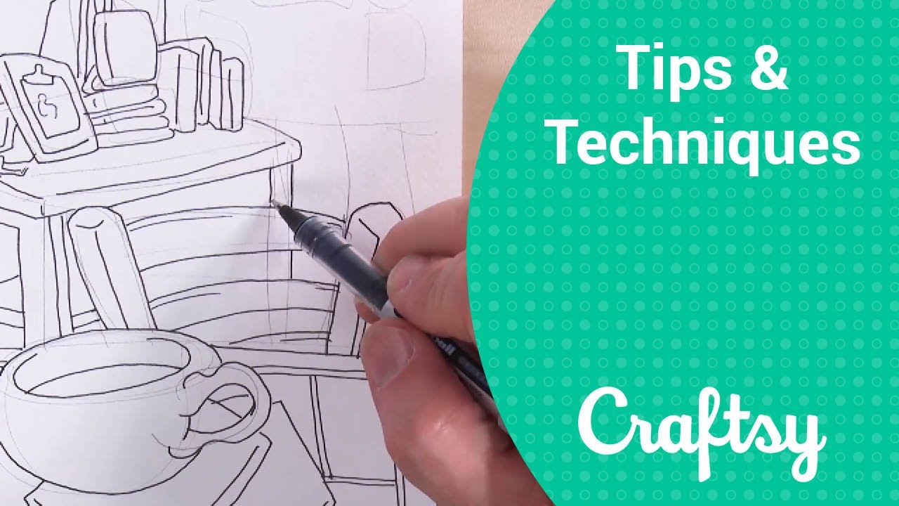 Sketching Interiors: How to Draw Midgrounds in Ink Contour Drawings