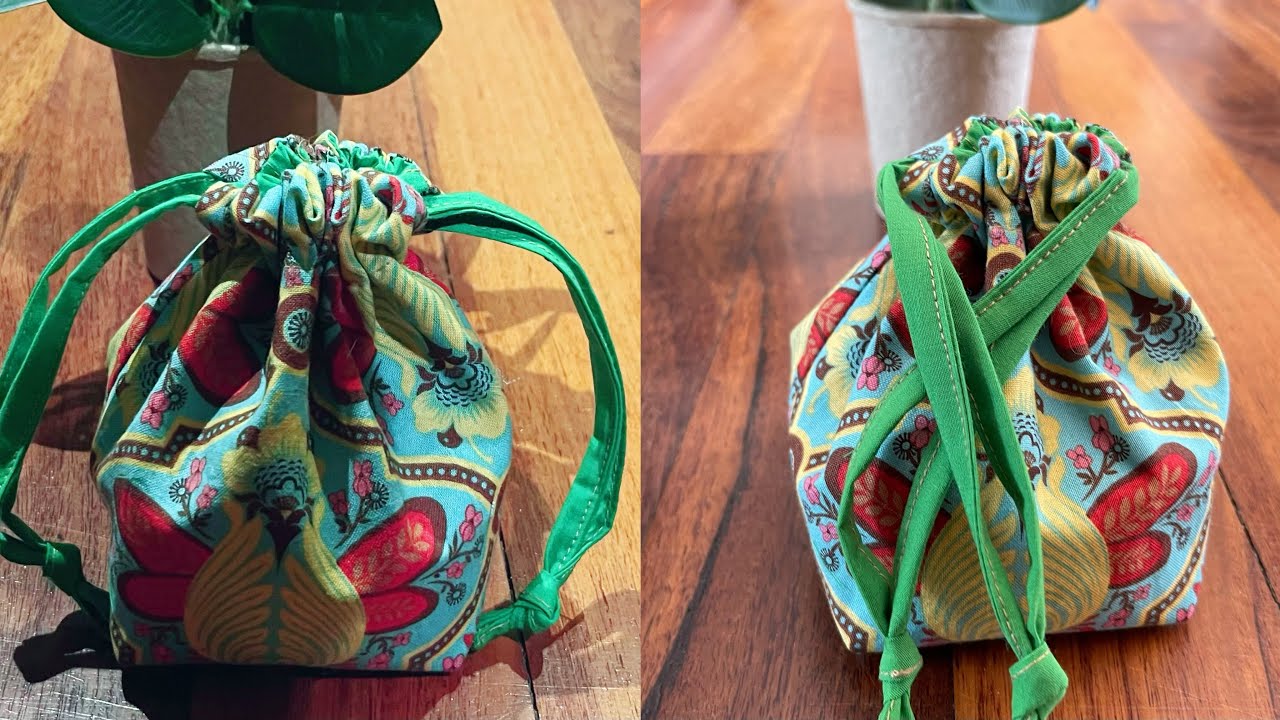 A full video how to sew this drawstring pouch #diy #bagsewing #handmade #sewing 