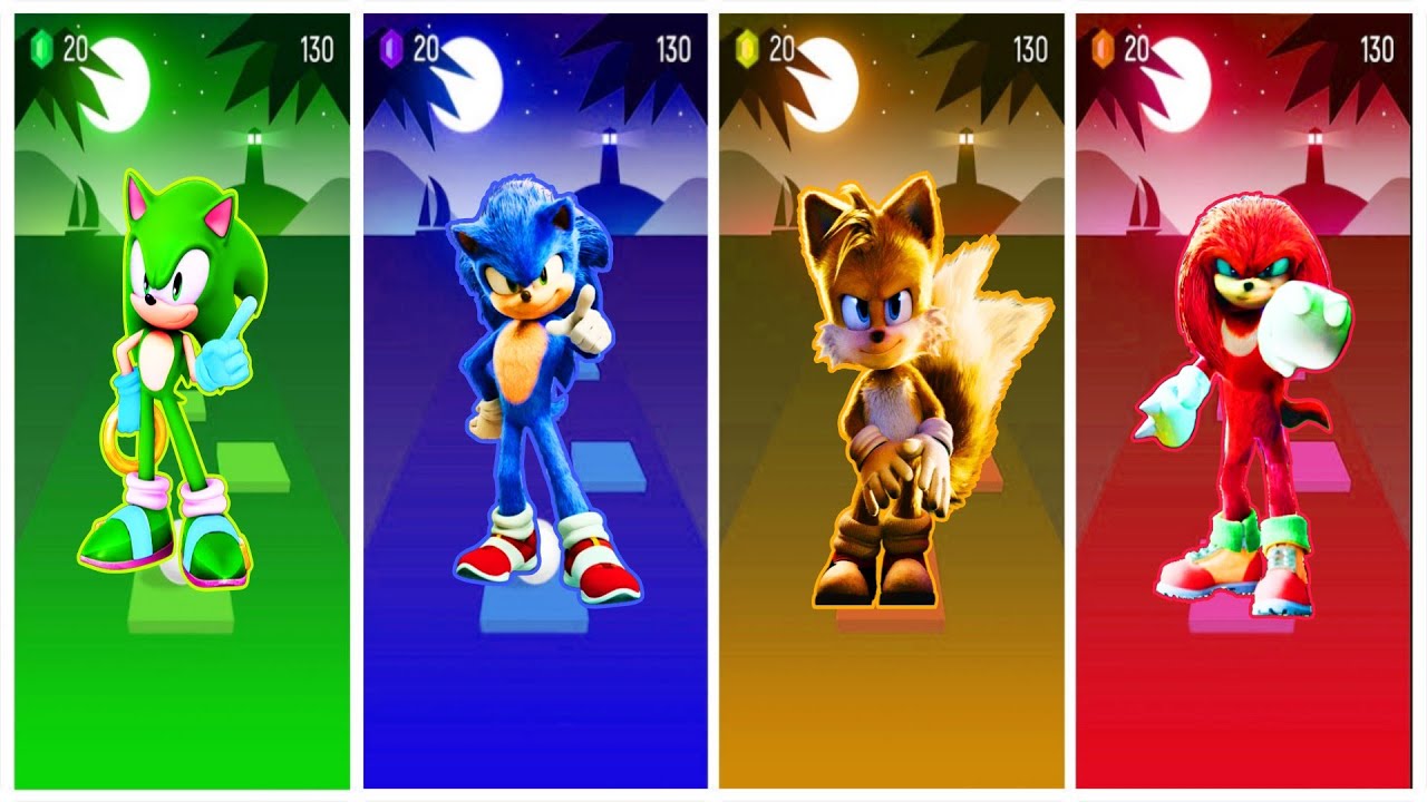 Green sonic 🆚 Sonic 🆚 Talis 🆚 Knuckles  Tiles Hop