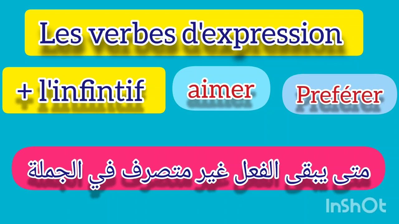 les verbes d'expression + infinitif متى يلعب الفعل دور الإسم في الجملة للمبتدئين والمستوى الإعدادي