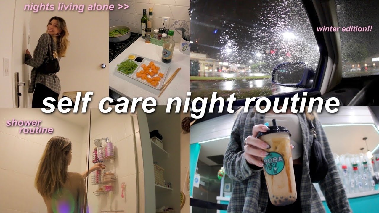 self-care NIGHT ROUTINE unwinding after finals, skincare, calming after-school routine