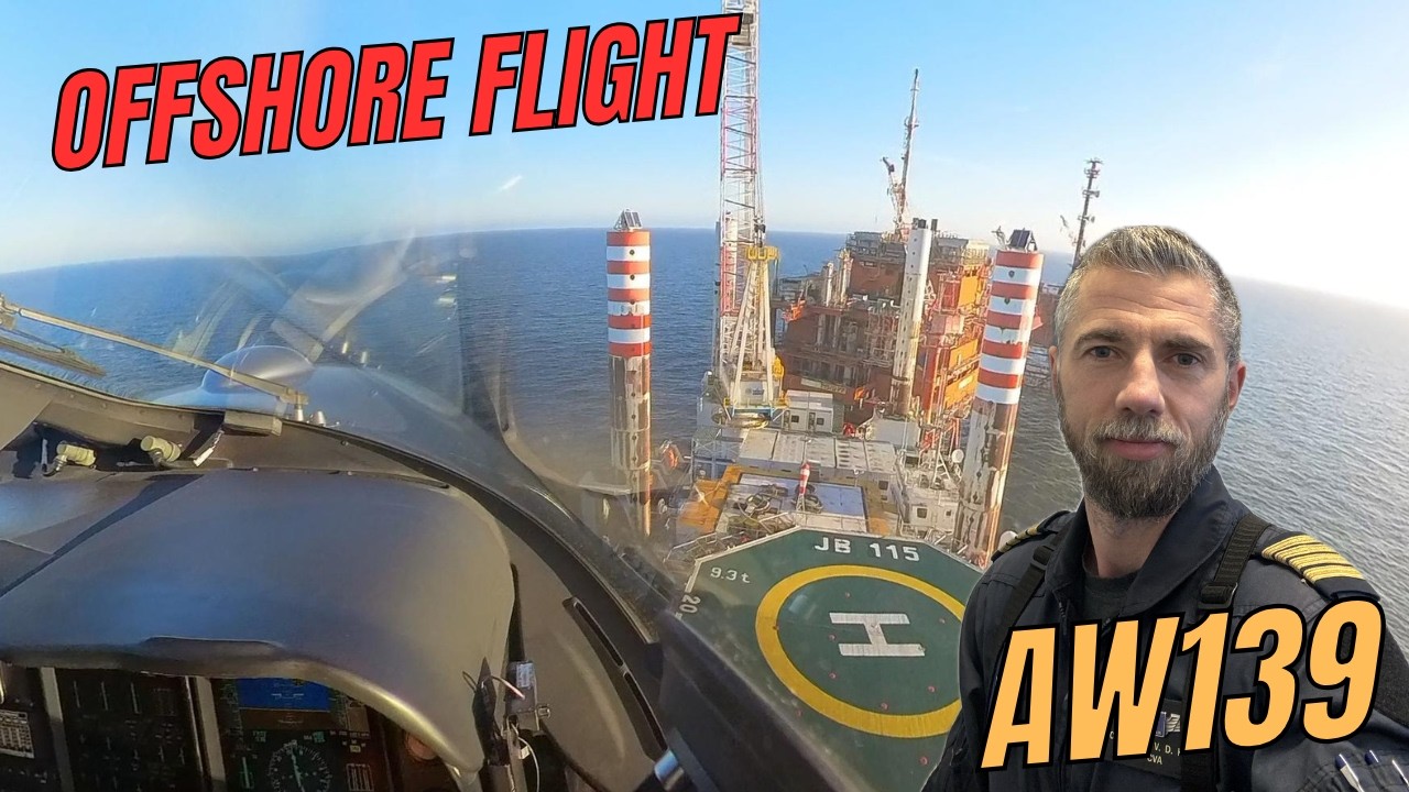 Offshore AW139 Helicopter flight,  Real ATC and Communication.