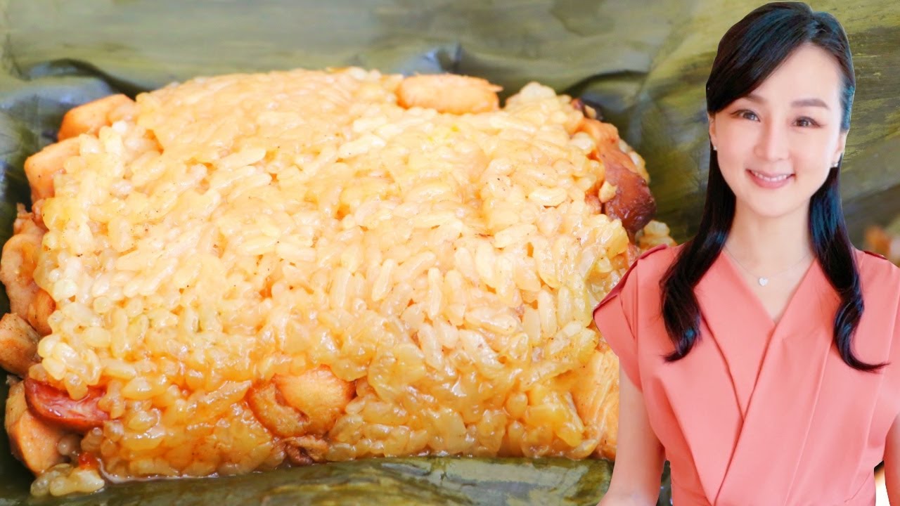 Клейкий рис с курицей в банановых листьях (рецепт димсамов) от СиСи Ли