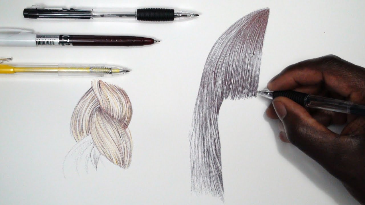 How To Draw Realistic Hair - Tutorial - DeMoose Art