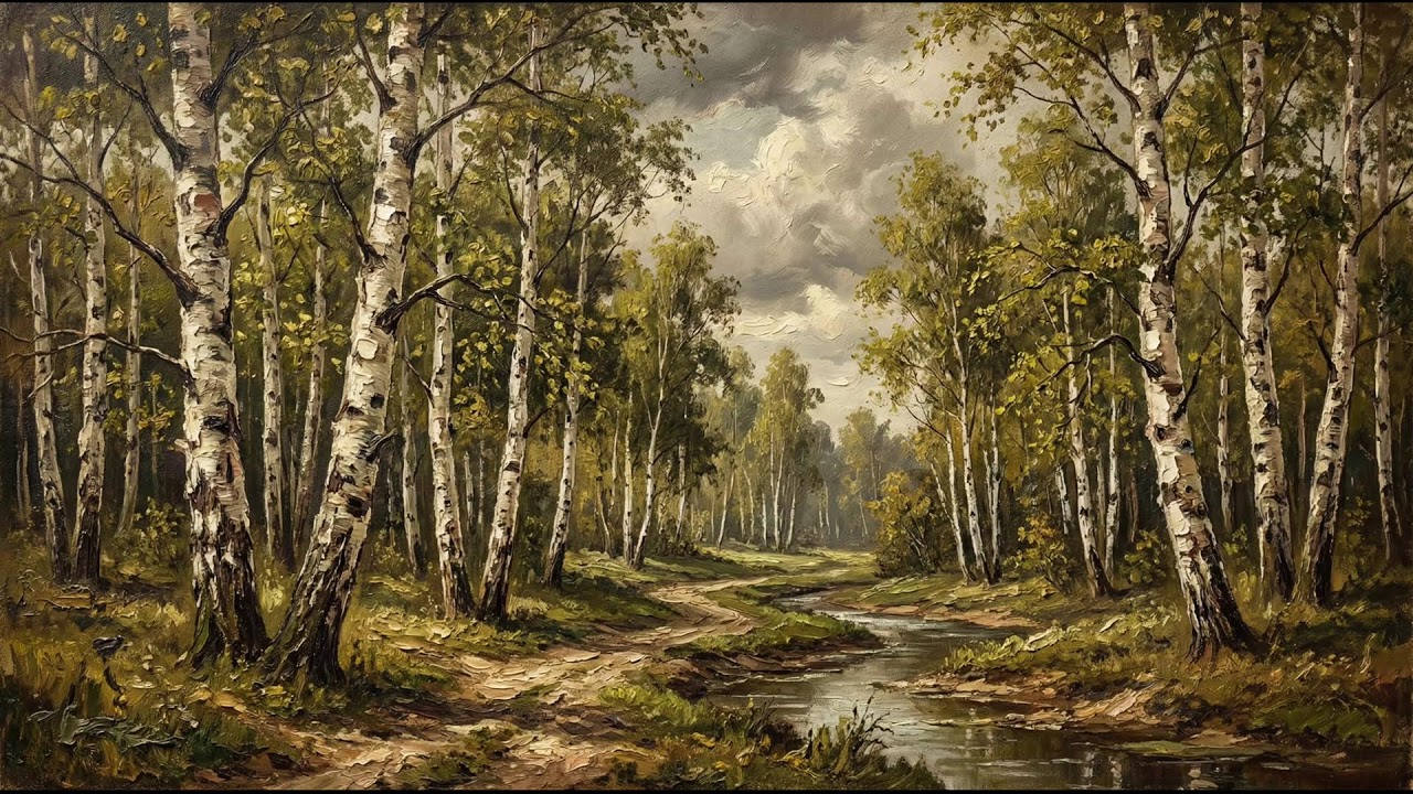Silent Birch Forest ART TV | 4K Screensaver (Relaxing Nature Scene)