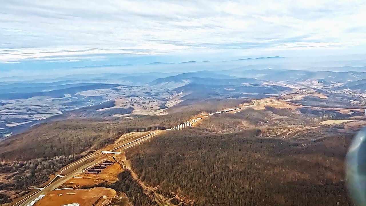 Perspectivă unică din avion pe Autostrada A3 Nădășelu-Zimbor-Poarta Sălajului - 10.03.2024