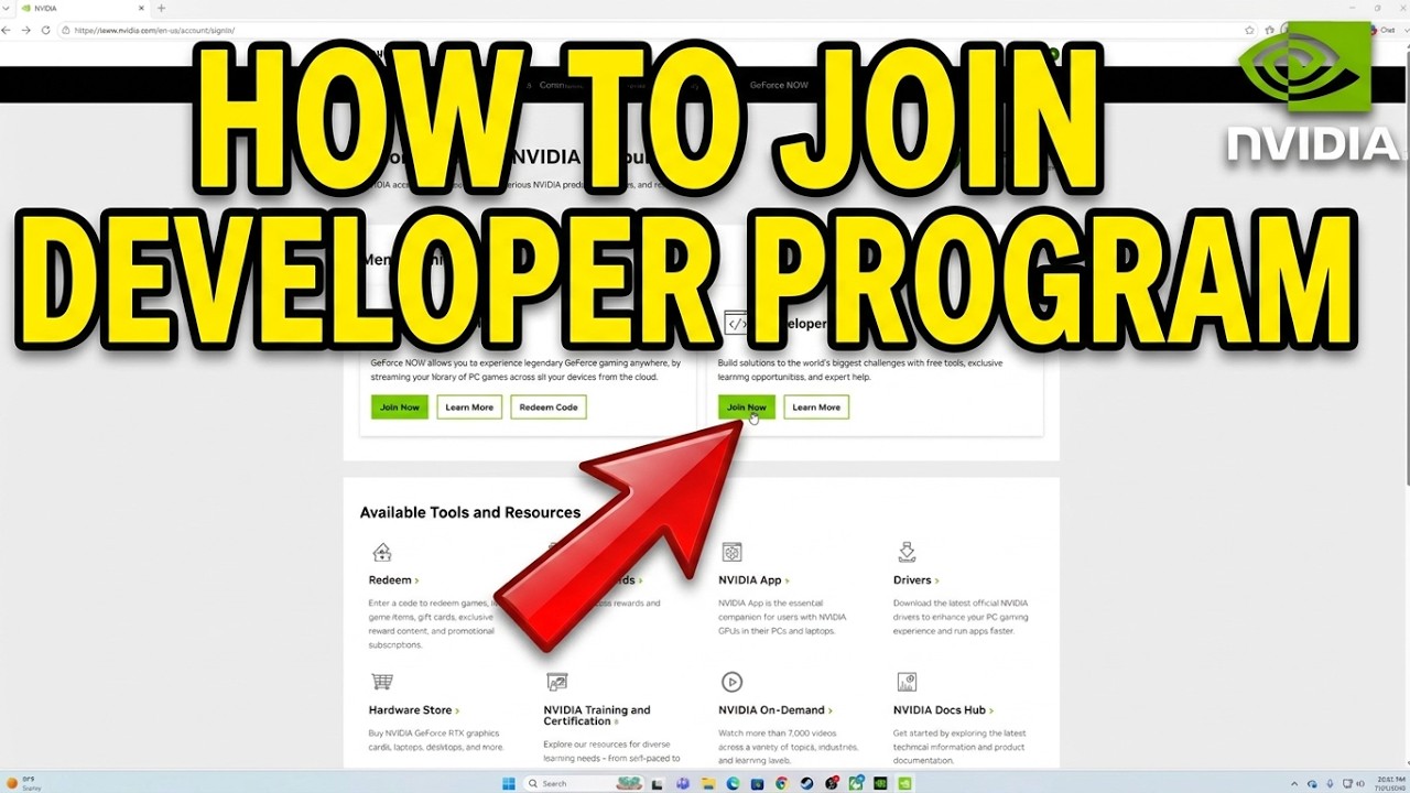 Как присоединиться к программе для разработчиков в NVIDIA Account