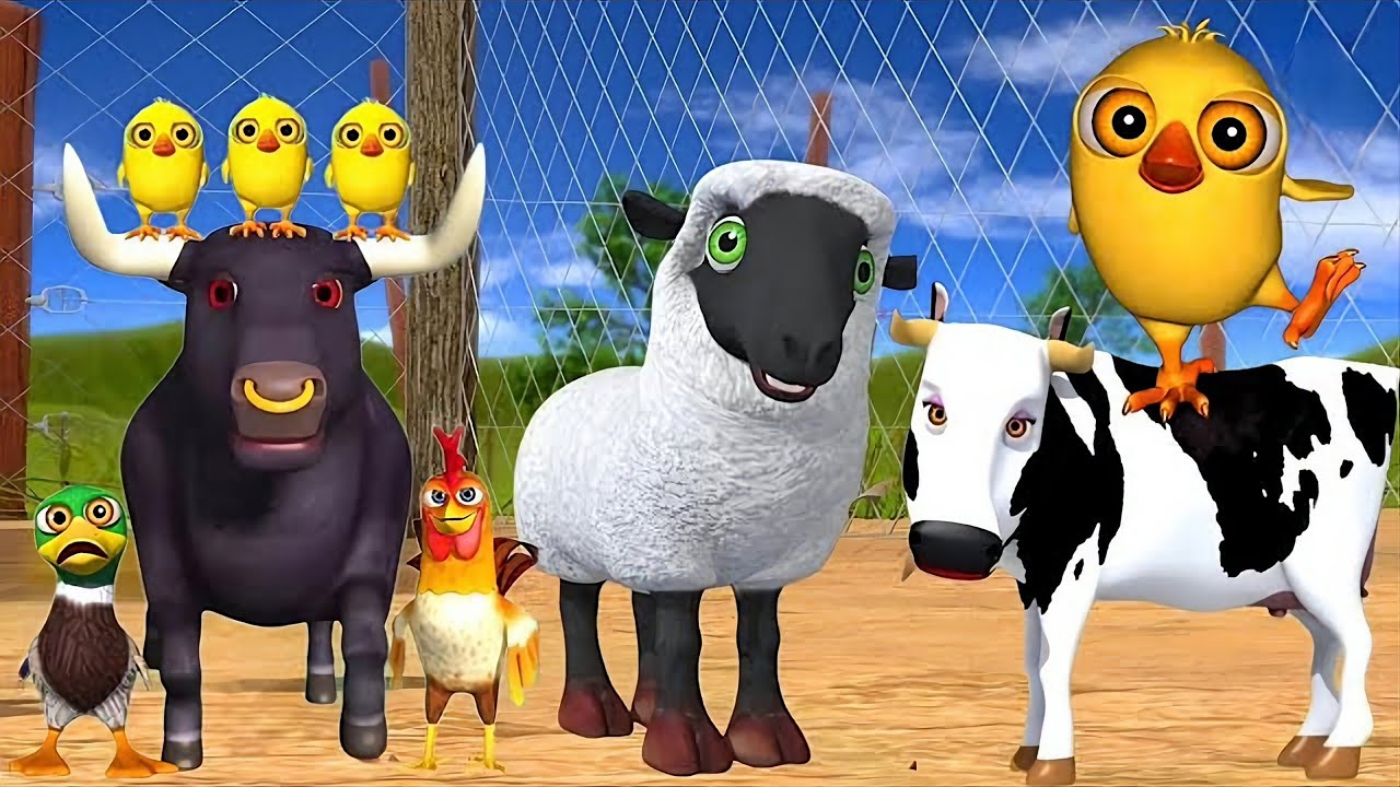 El Pollito y El Tractor  3D El pollito y dainasuair El Toro y Tractor La Vaca canciones de la granja