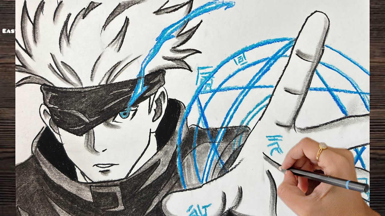 How to draw Gojo Satoru || Jujutsu Kaisen drawing tutorial || Easy anime drawing