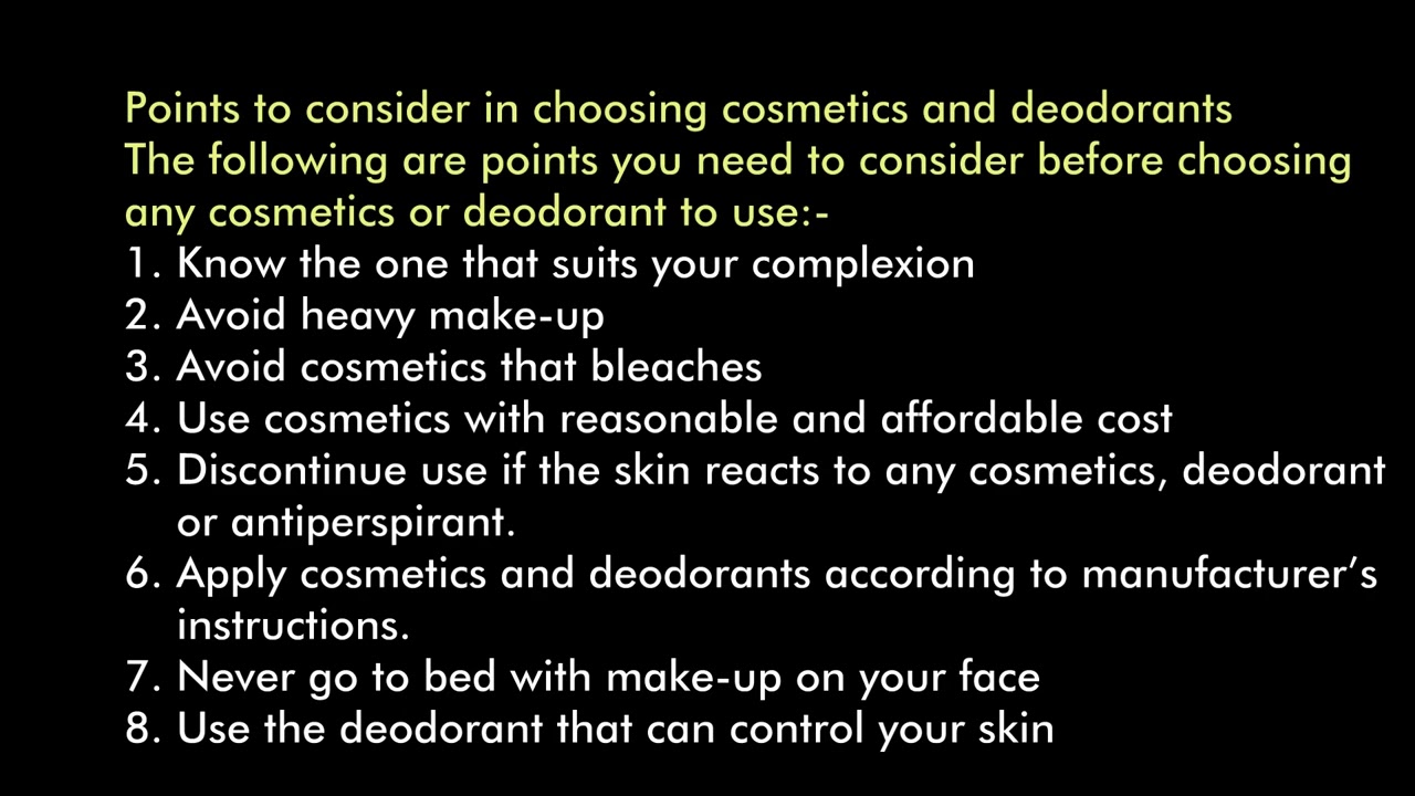 JSS1 HOME ECONOMICS: USE OF COSMETICS AND DEODORANT