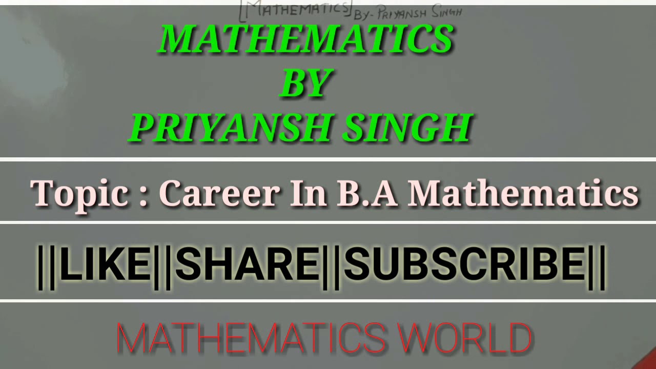 Career In B.A (Mathematics) ||Full Information||