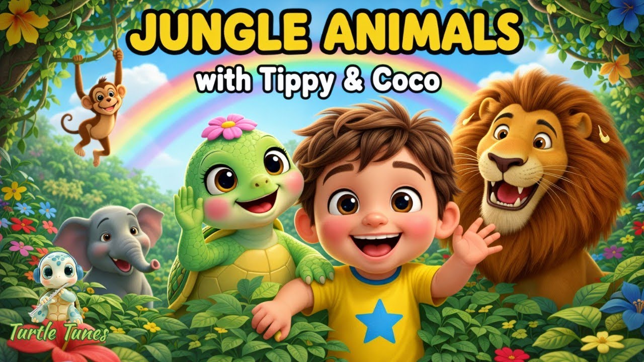Jungle Animals Song for Kids 🦁 Wild Animal Sounds with Tippy & Coco | 🐢Turtle Tunes