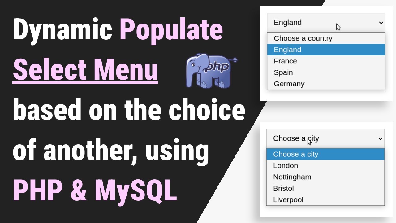 Динамическое выпадающее меню выбора с помощью PHP, MySQL и JavaScript
