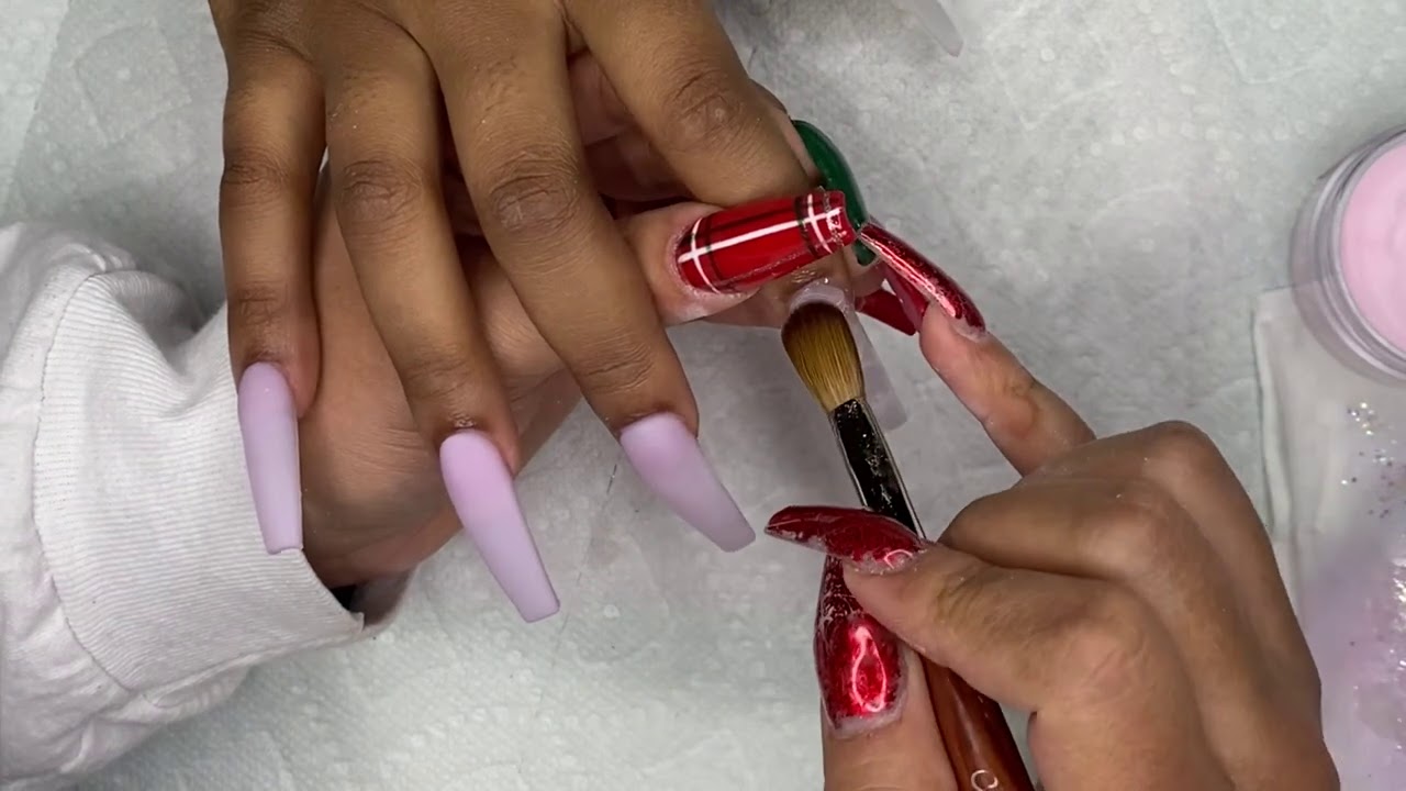 Pink Christmas Nails | Modelones Acrylic | Pink Coffin Nails | Nails For Beginners | Natali Carmona