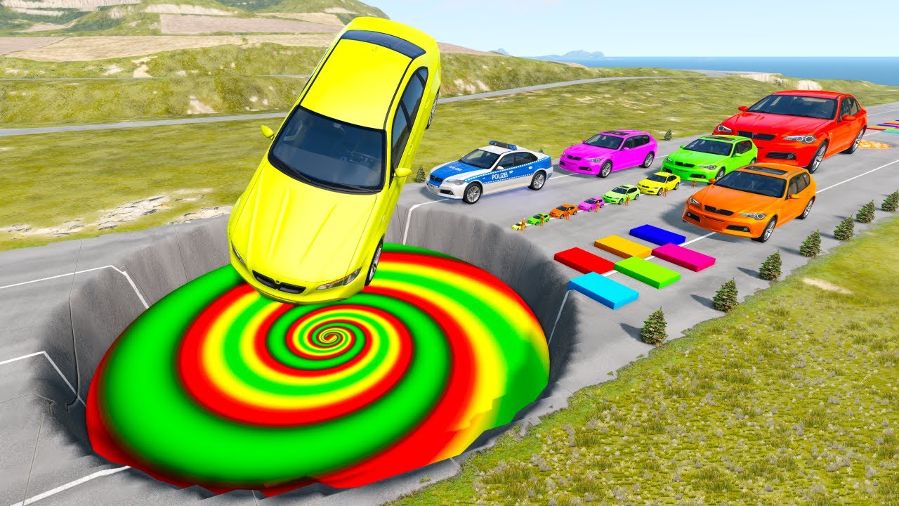 БОЛЬШИЕ И МАЛЕНЬКИЕ МАШИНЫ против ГИГАНТСКОЙ ЯМЫ #158 - BeamNG.drive Ninja BeamNG !