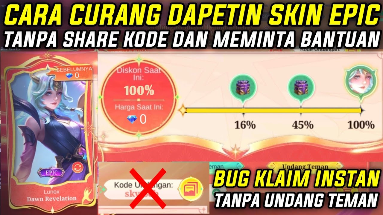 CARA CURANG DAPETIN SKIN EPIC GRATIS TANPA SHARE KODE DI EVENT UNDANG TEMAN KEMBALI 2025