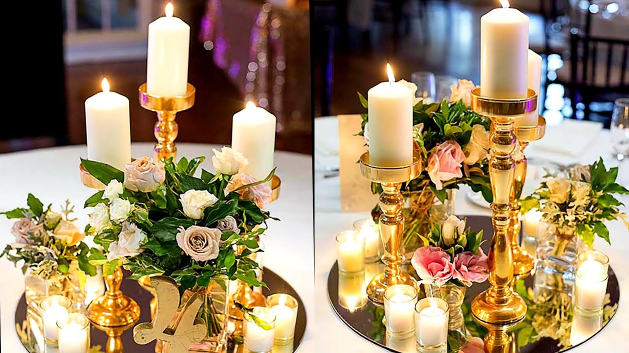 Beautiful Ikebana Flower Arrangements With Candle holder,Hurricane Vase Wedding Centerpieces Candle