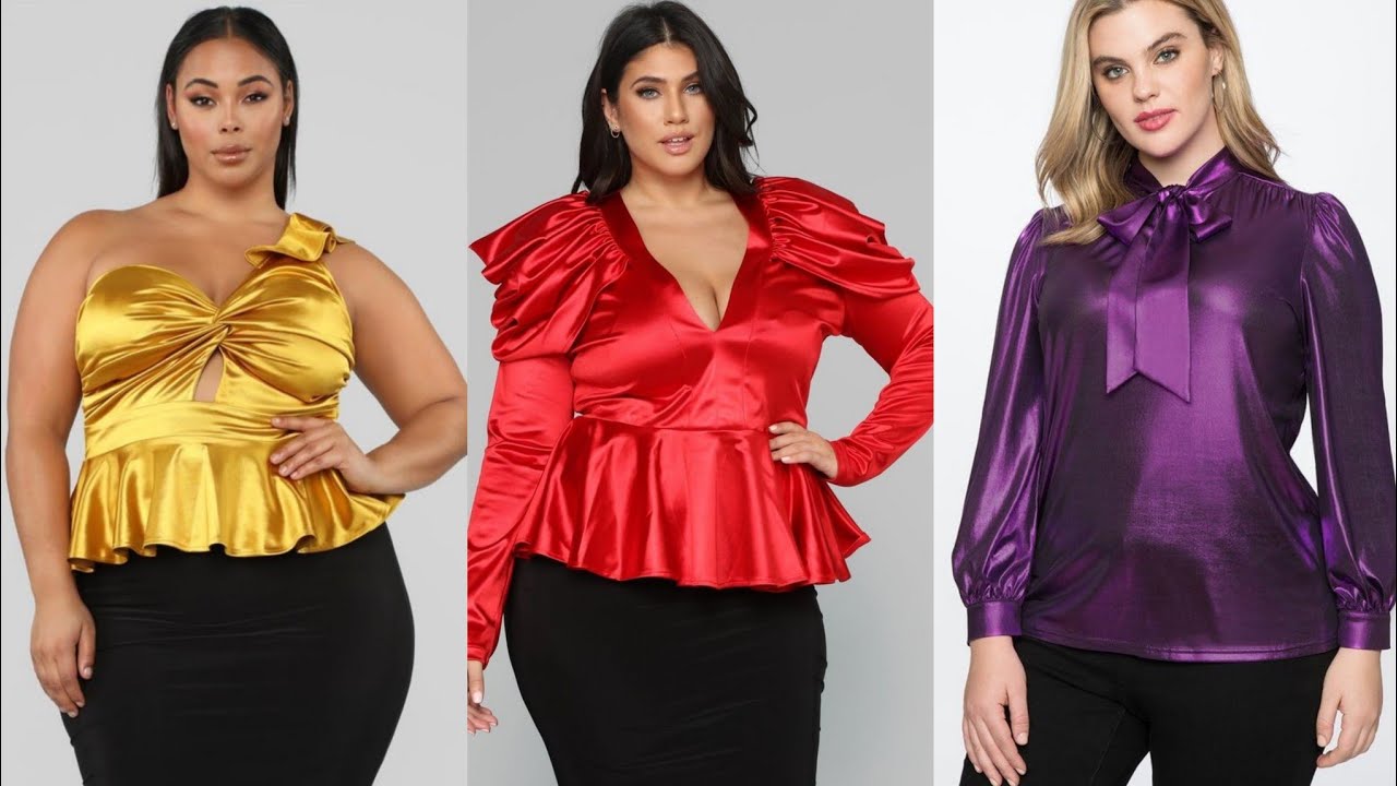 Plusize Plain satin designer blouse ideas || Satin blouses and tops design || styling satin blouses