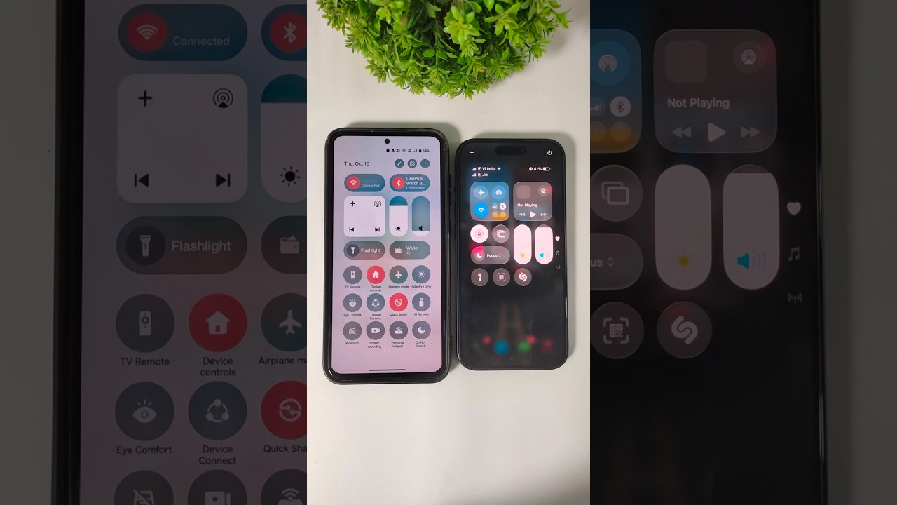 OxygenOS 16 or iOS 26 Control Center ? #oxygenos16 #ios26 #oneplus #originos