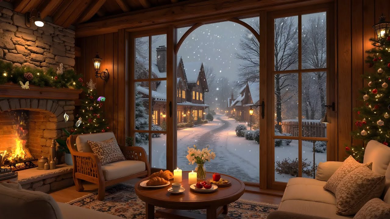 Fire & Snow Ambience ★ Stop Overthinking in a Cozy Cabin ★ Anxiety Relief for Insomnia