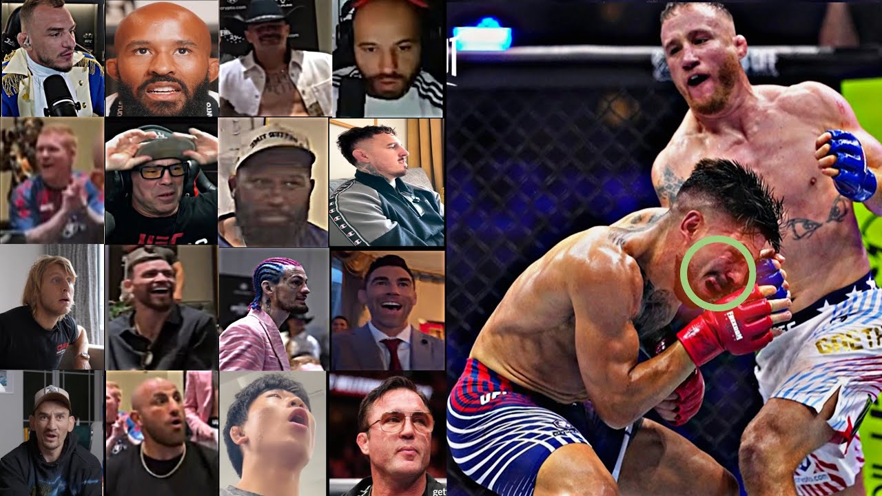 UFC fighters REACTS to Justin Gaethje STOPPING Ilia Topuria at the White House 🏡