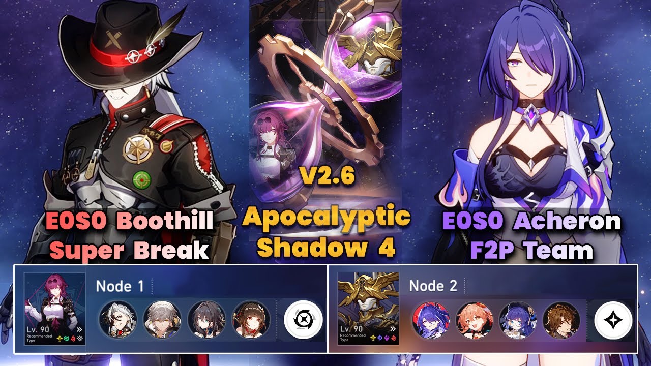 E0S0 Boothill Super Break & E0S0 Acheron F2P Team | New Apocalyptic Shadow | 3 Stars | V2.6 | HSR|