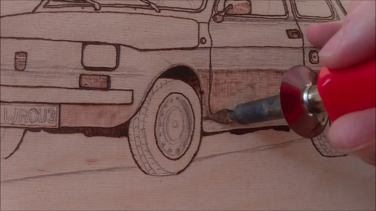 Pirografia. Wypalanie obrazu- Fiat 126P (Maluch) Legendy PRL
