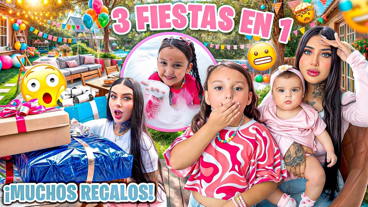 👧🏻🎁MIS HIJAS TUVIERON 3 FIESTAS EN 1 DIA *estuvo potente* 🎂🛍️✨