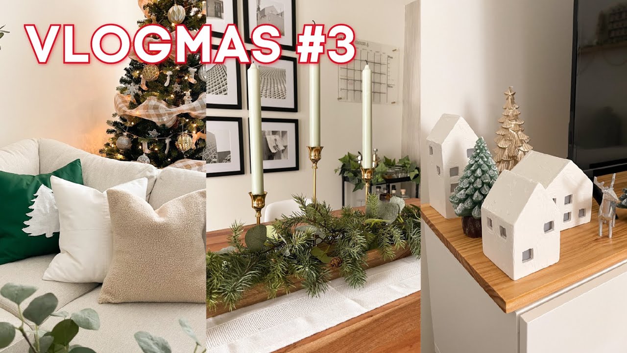VLOGMAS #3 | JE DÉCOR POUR NOËL, DIY PETITE MAISON CÉRAMIQUE, COUSSINS, GUIRLANDE DE NOËL, ETC.
