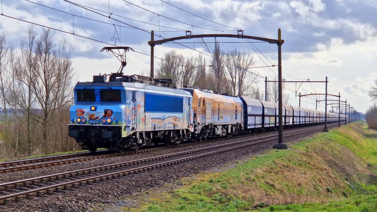 Fraaie (goederen)treinen bij Dordrecht op 26 februari 2025