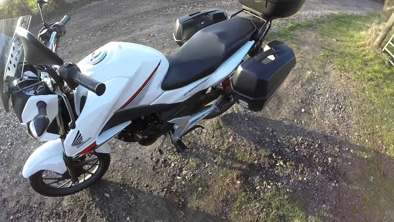 Honda CB125F upgrades including Givi E22 Panniers & Puig Screen