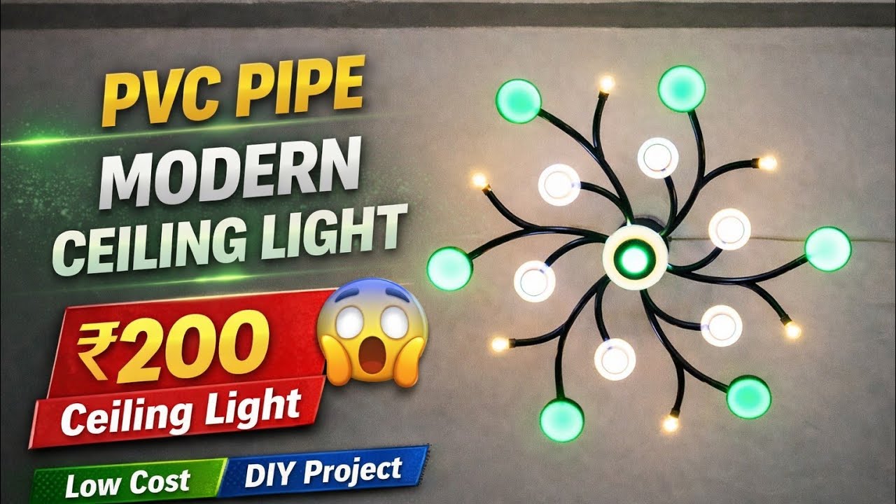 Waste PVC Pipe se Stylish Ceiling Light | Budget DIY Lighting for Home