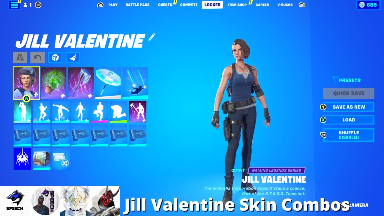 Jill Valentine Skin Combos (Fortnite Battle Royale)