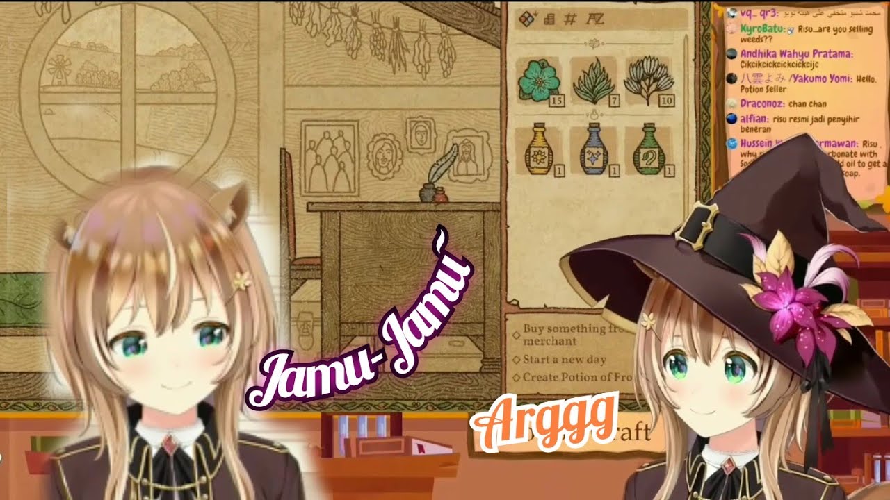 Risu Make Potion and Ayunda Selling Potions [ Hololive ID ]