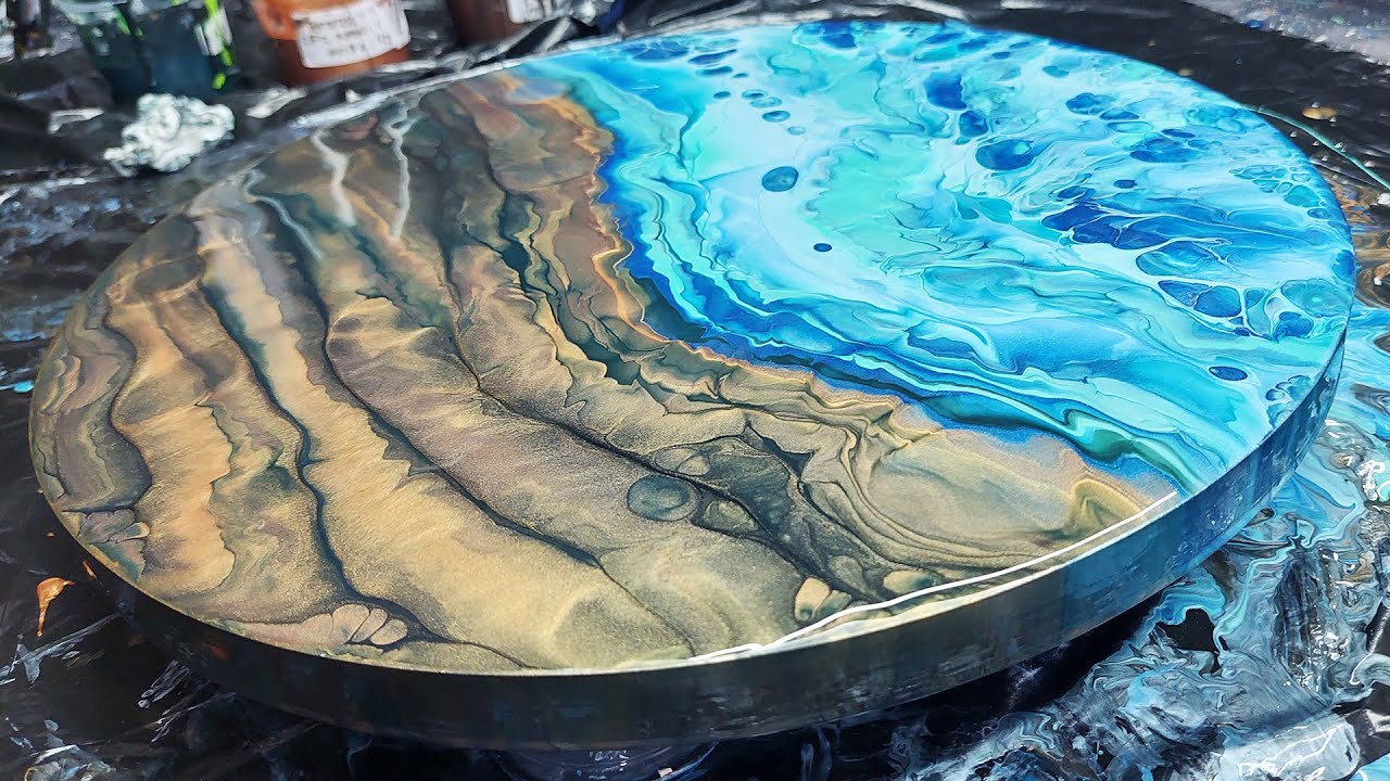 It Worked! Round Landscape Split Pearl Pour 🤩 Fluid Art, Acrylic Pouring