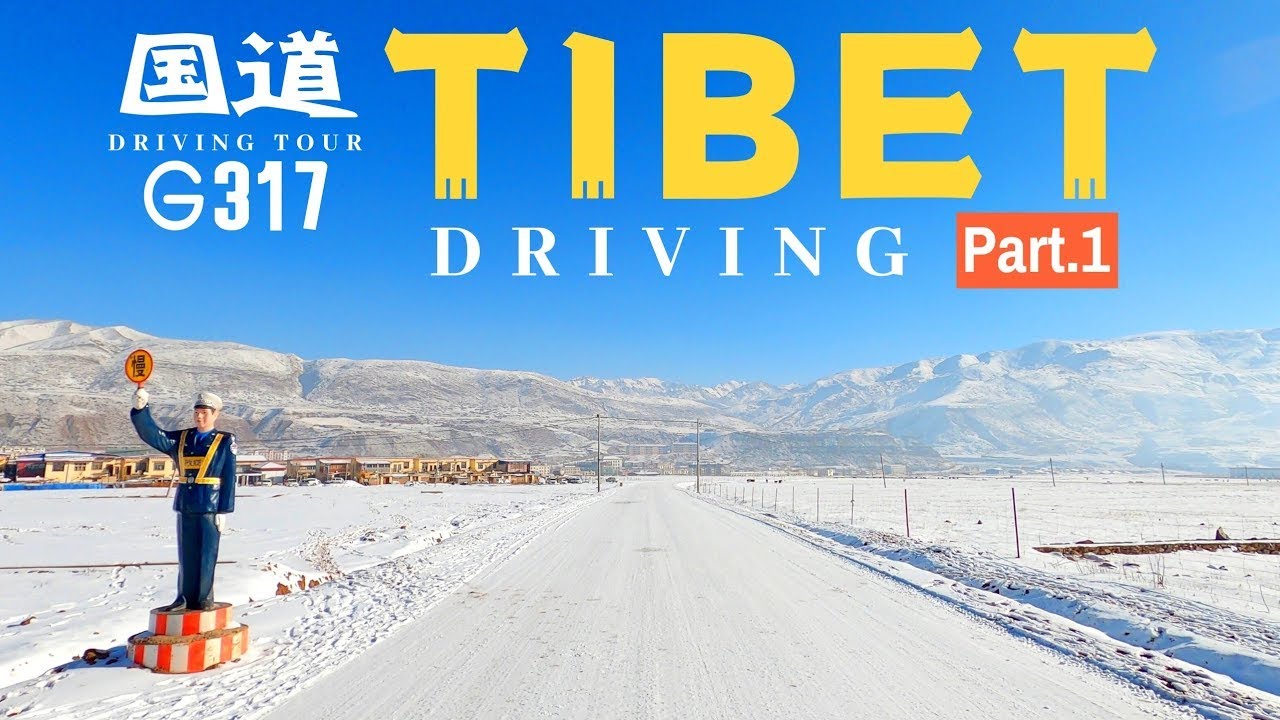 Winter Snow Driving Tour of Tibet, China on Icy Road in 4K UHD