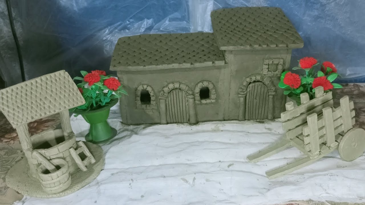 A clay toy house.মাটি দিয়ে বানালাম খেলনা বাড়ি। #clay#toys #miniature. 
