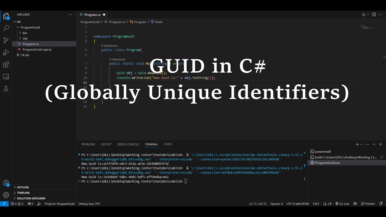GUID Method in C# | Generate a GUID in C# | Working with guid.newguid | How to Use GUIDs in C#