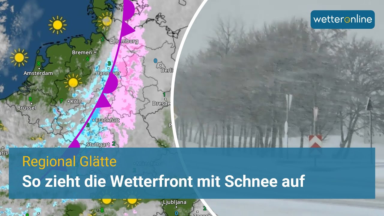 Wetterfront mit Schnee am Sonntag: Regional glatte Stra&szlig;en