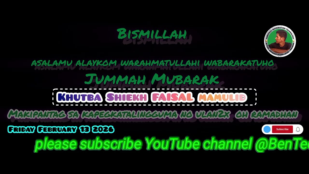 jummah Mubarak khutba Shiekh FAISAL Friday February 13 2026 