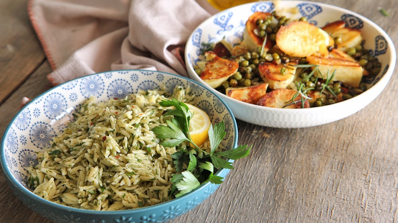 2 Easy Easter Sides: Roasted Potatoes w/ Peas & Lemony Orzo Recipes