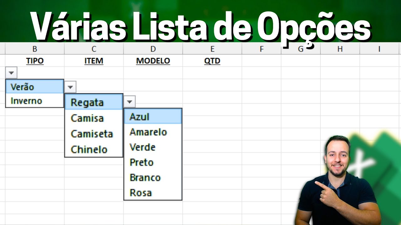 Como Fazer Lista de Opções no Excel que Muda Conforme Anterior
