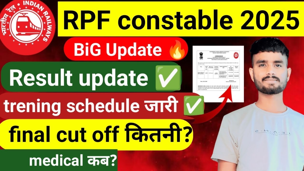 RPF constable trening shedule जारी 🥳 RPF constable final Result 🔥 RPF constable final cut off 2025 