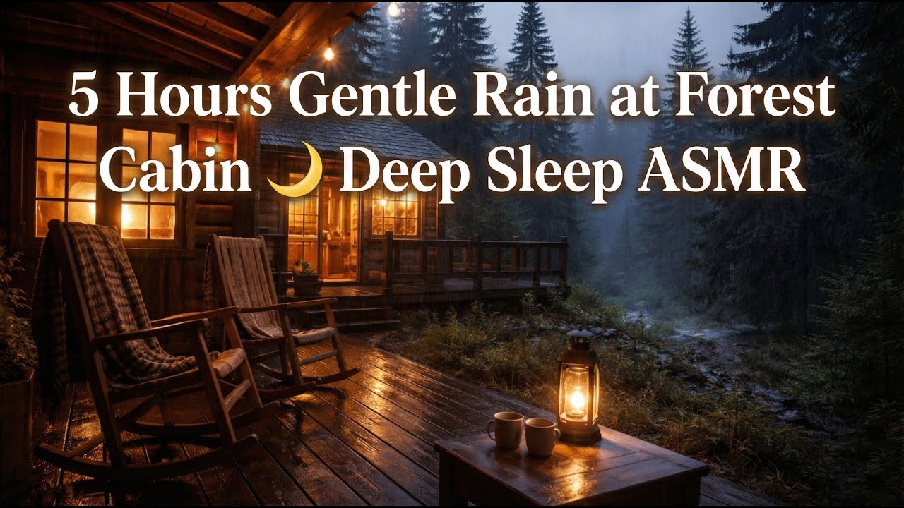 5 Hours Gentle Rain at Forest Cabin 🌙 Deep Sleep ASMR
